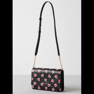 NWOT Kate Spade Black and Red Heart Crossbody Bag